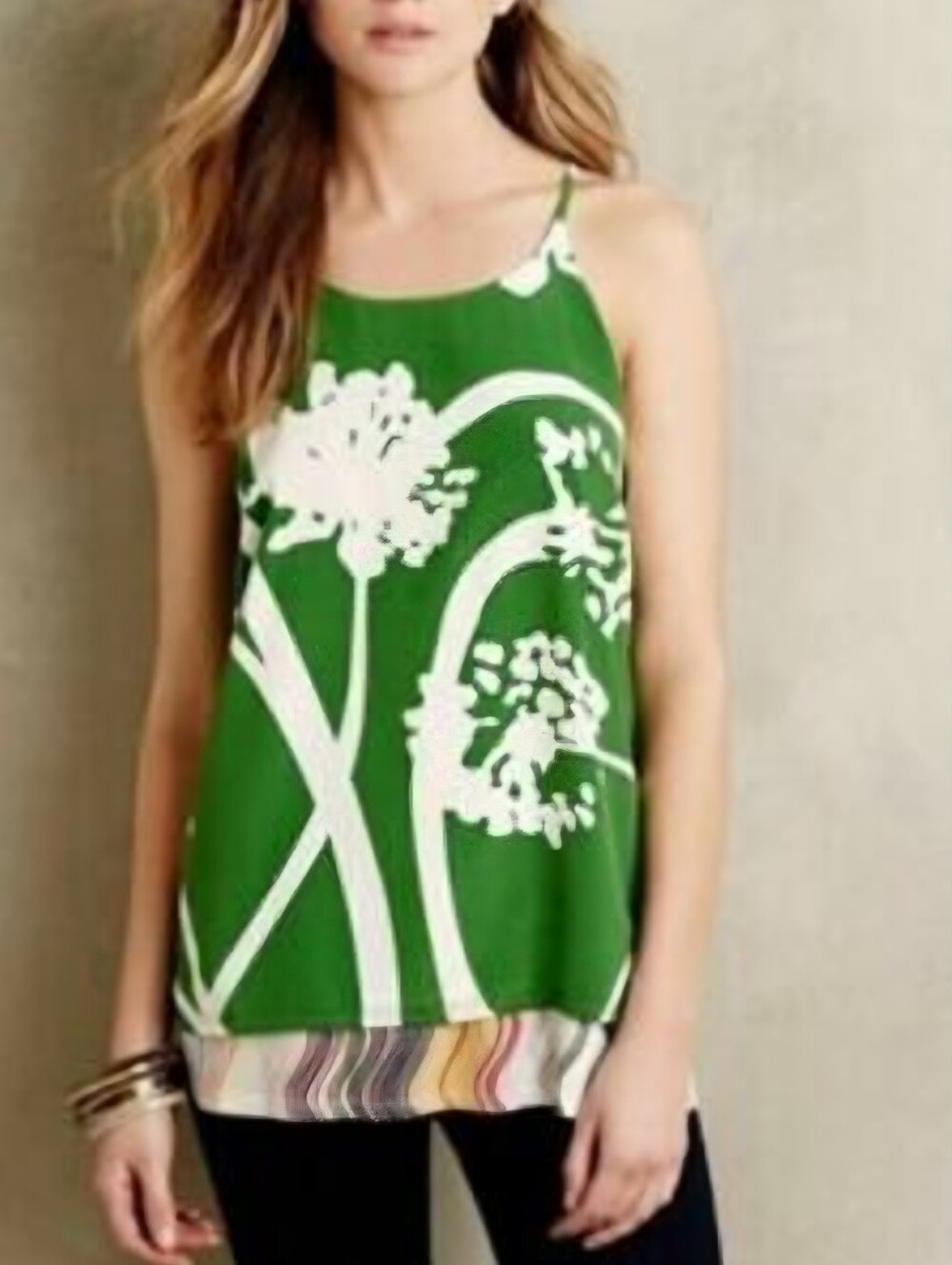 Porridge for Anthropologie Sariah Layered Silk Swing Tank. Size small